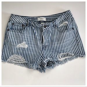 striped denim jean button fly
